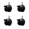 Service Caster 2'' Black Metal Hood Twin Caster with Brake Nylon Wheel 3/8 Thread Stem, 4PK SCC-TS02S50D-NYS-FB-B-382458-4 - alternate 1